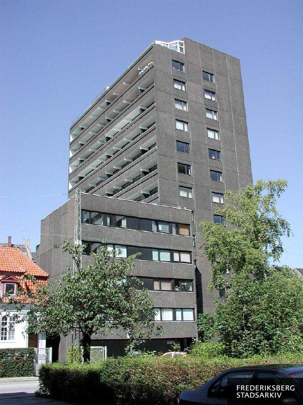 Platanvej 6 er et højhus, der ligger vinkelret med gavl til vejen, nr. 8 er lavere og ses i forgrunden