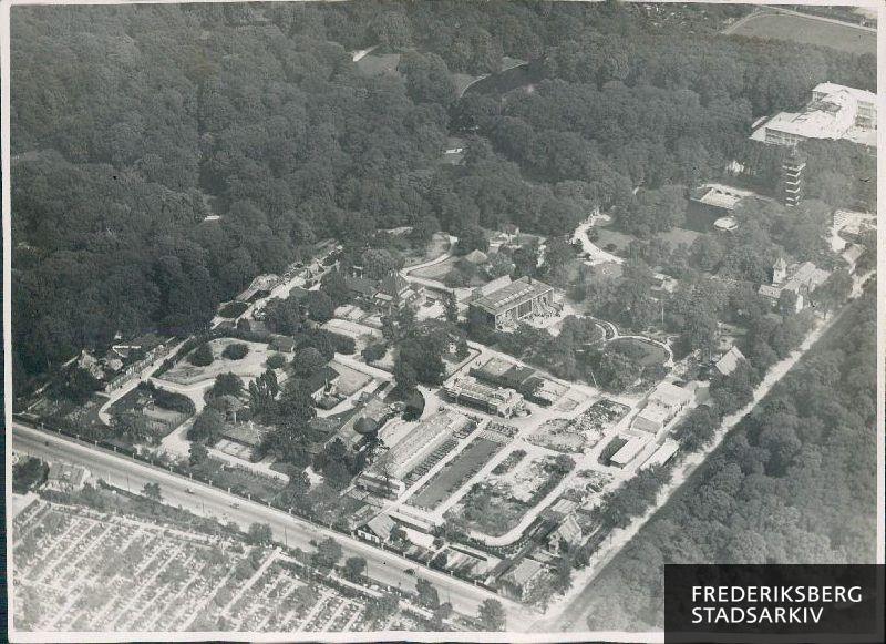 Zoologisk Have set fra oven. Øverst i billedet ses Frederiksberg Have og Slot