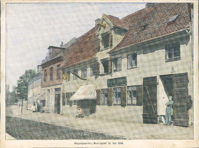 Udsnit af huse i Bredegade, bl.a. med 'Fransk Bageri'