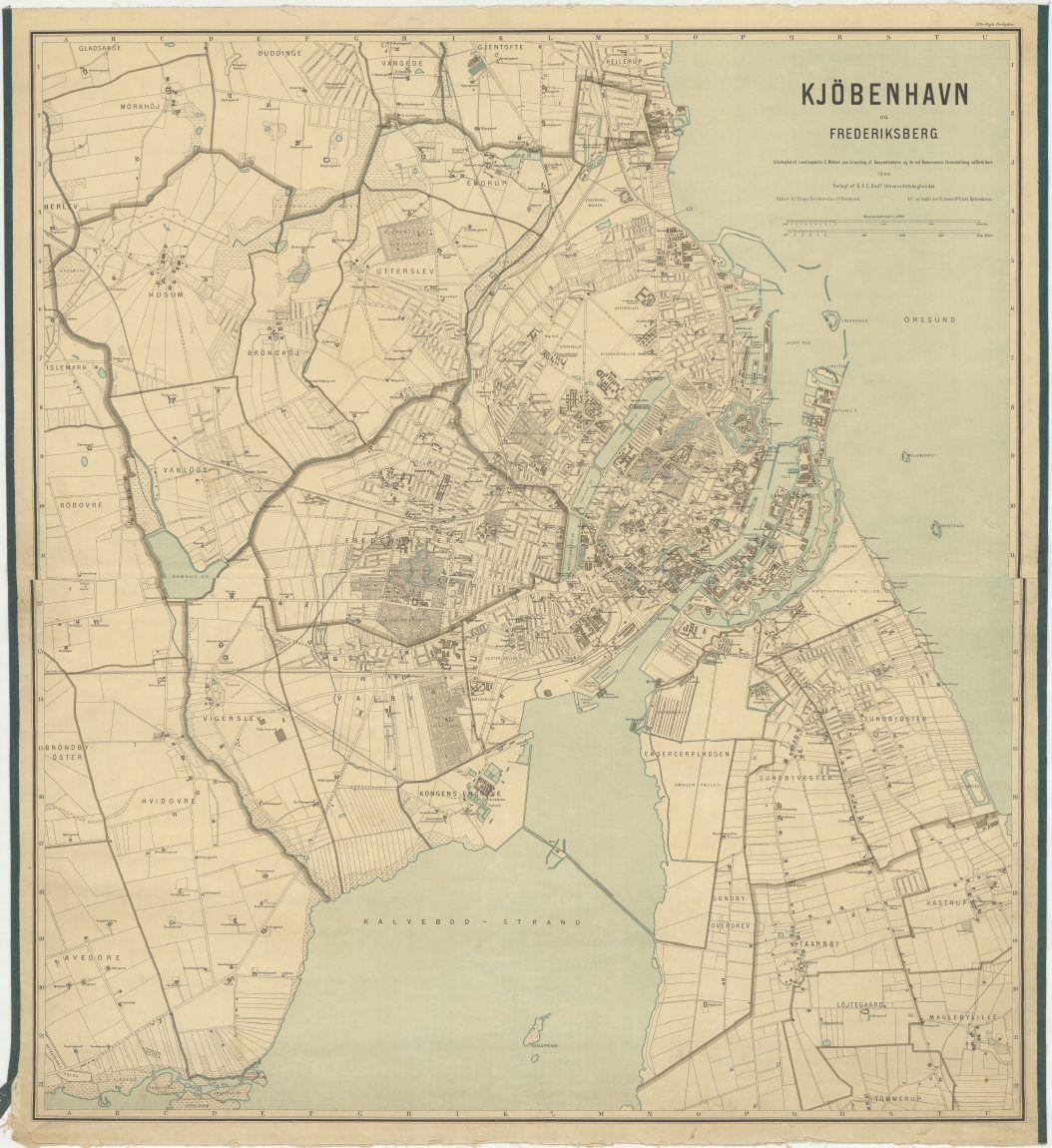 Kort over København og Frederiksberg