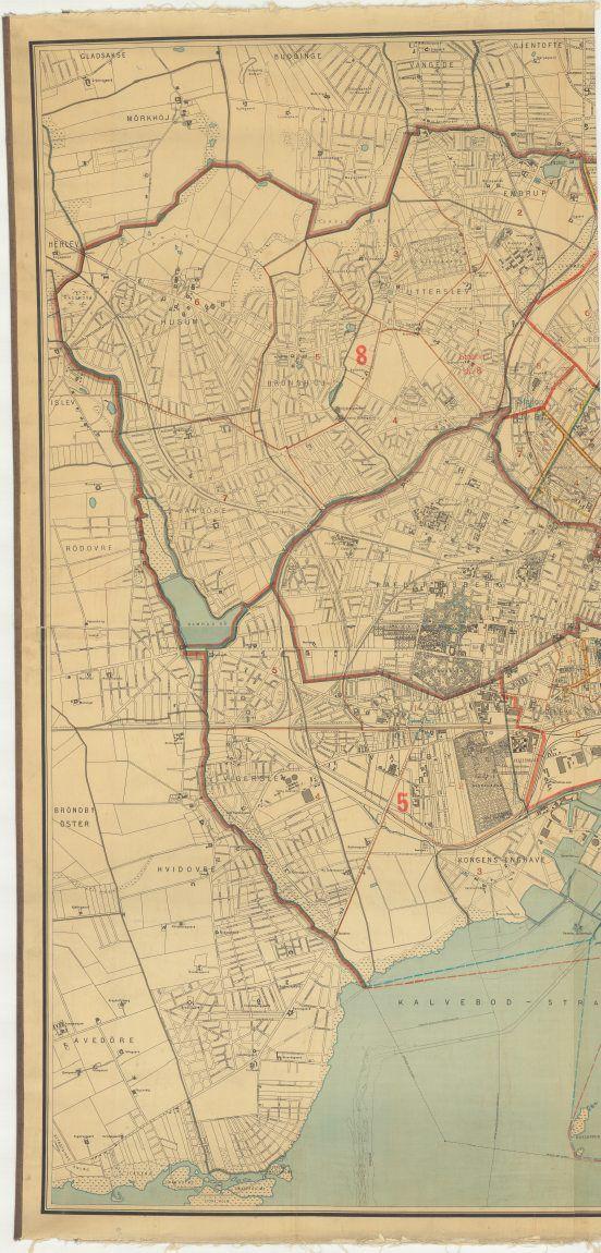 Kort over København og Frederiksberg med politikredse- del 1