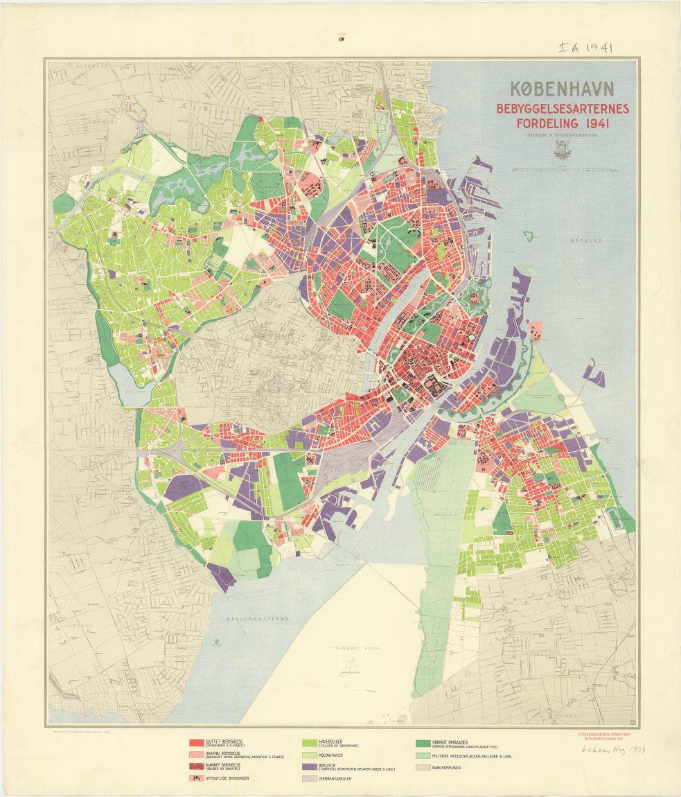 Kort over bebyggelsesarternes fordeling i København