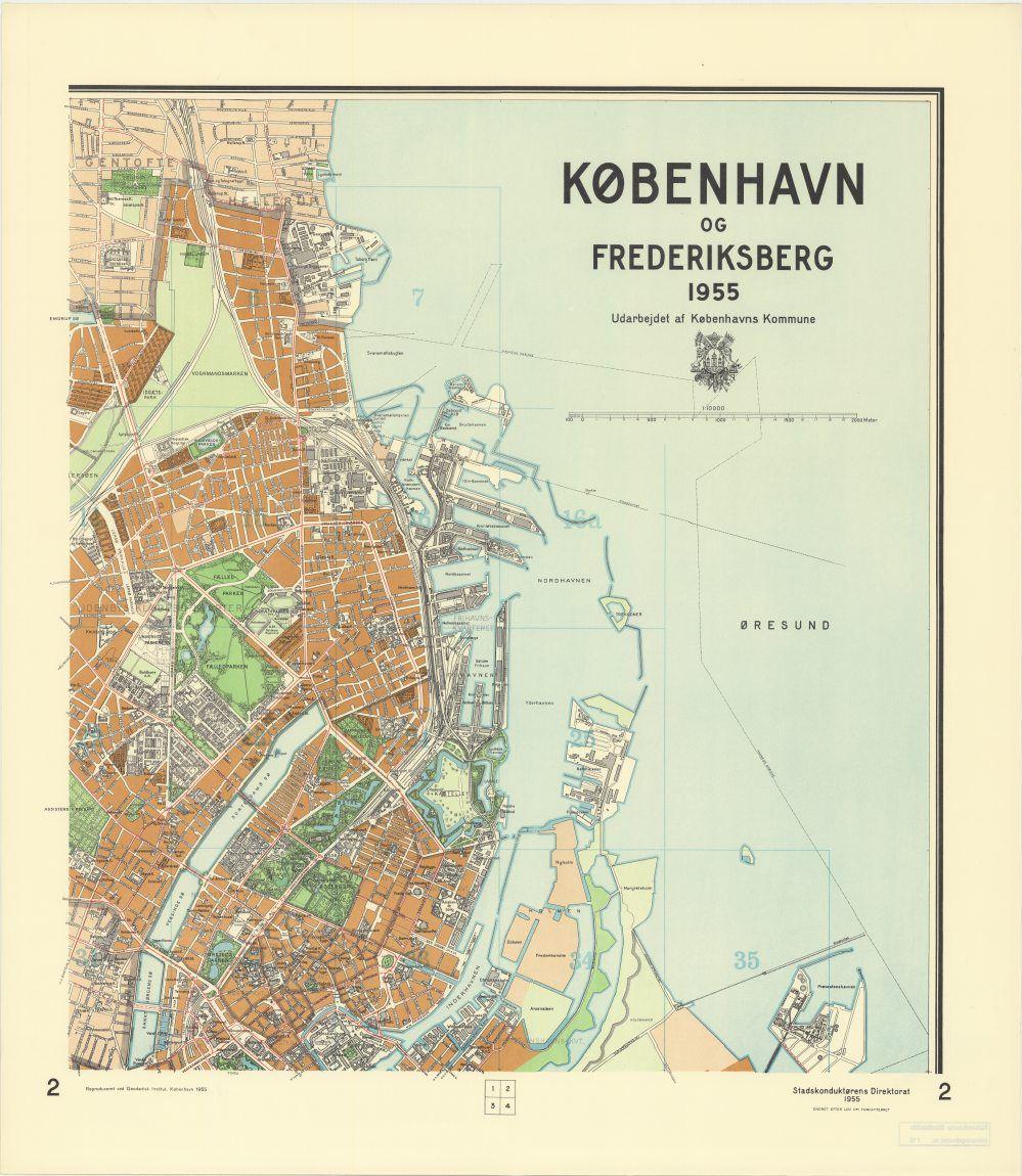 Kort over København og Frederiksberg med  Stadskonduktørens plannumre - del 2