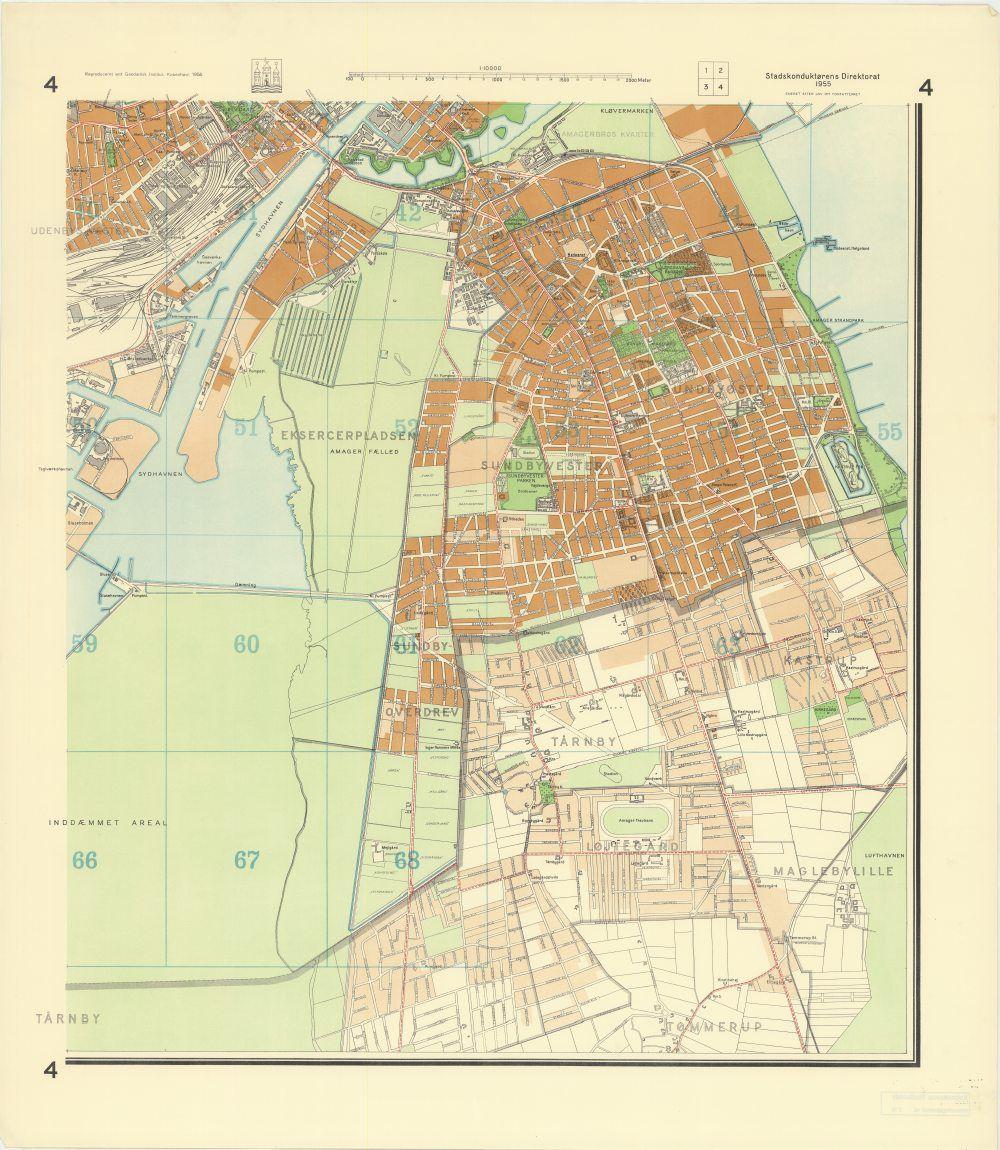 Kort over København og Frederiksberg med  Stadskonduktørens plannumre - del 4