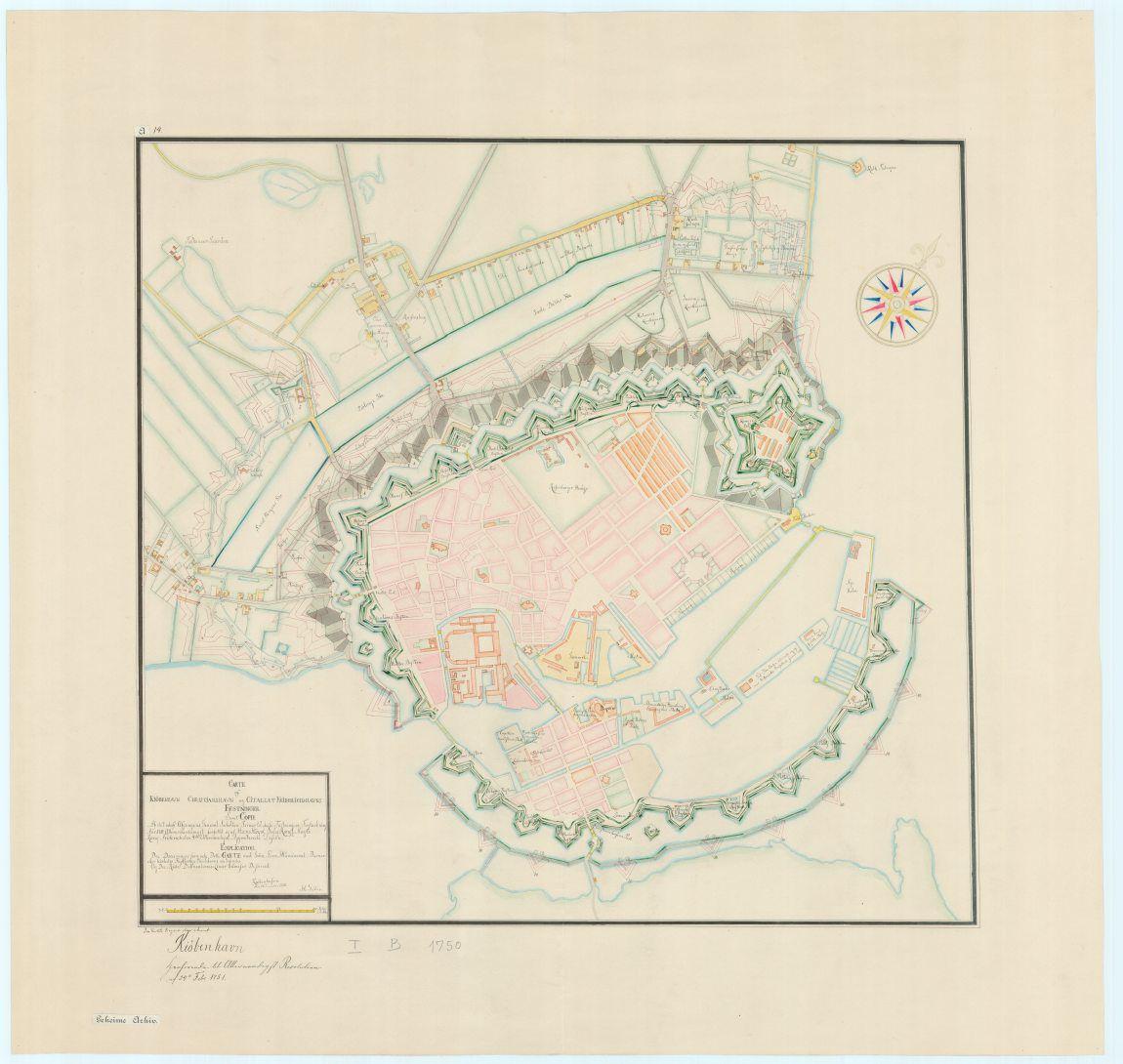 Kort over København, Christianshavn og Citadellet Frederikshavns fæstninger