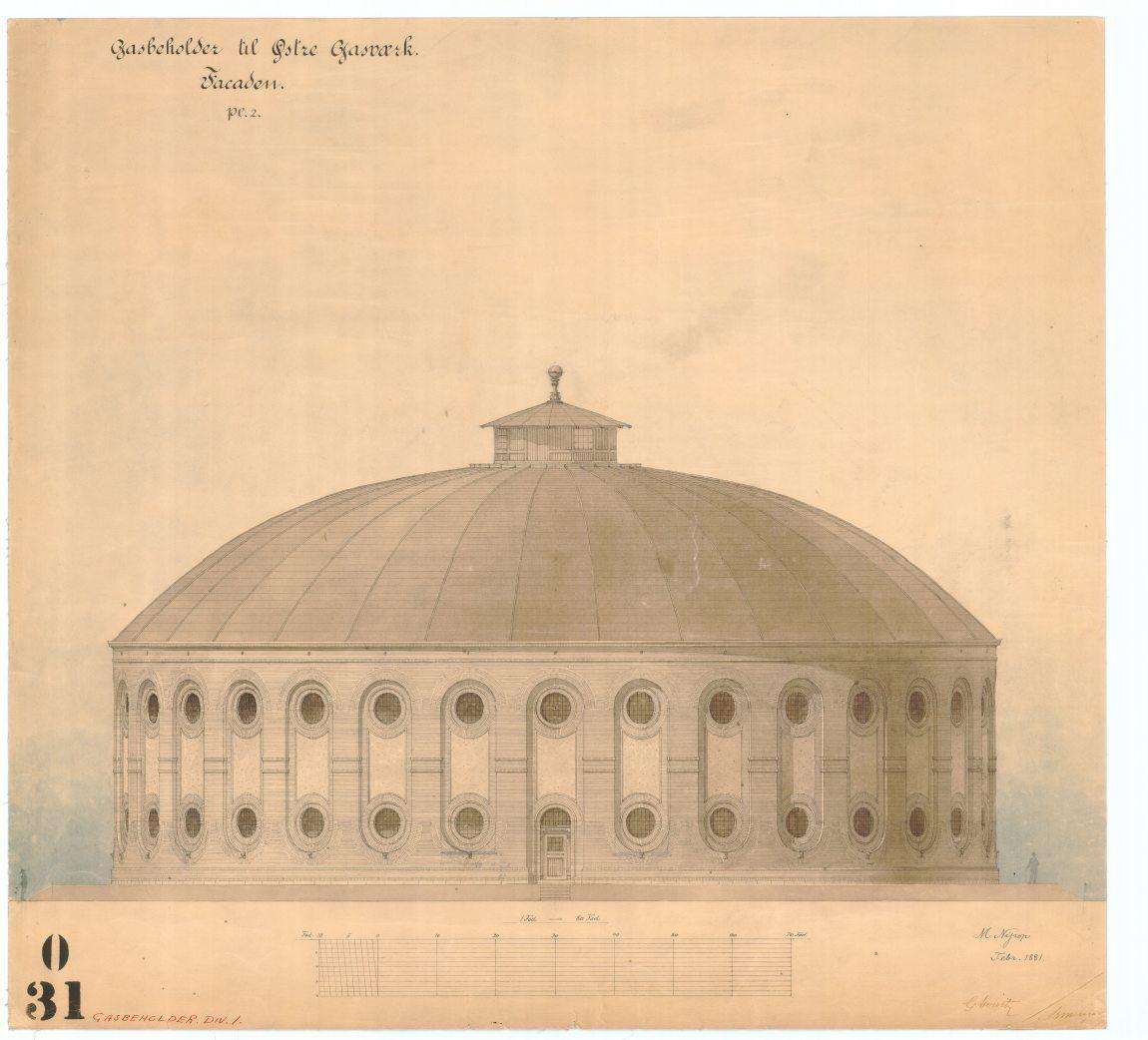 Gasbeholder til Østre Gasværk Facade