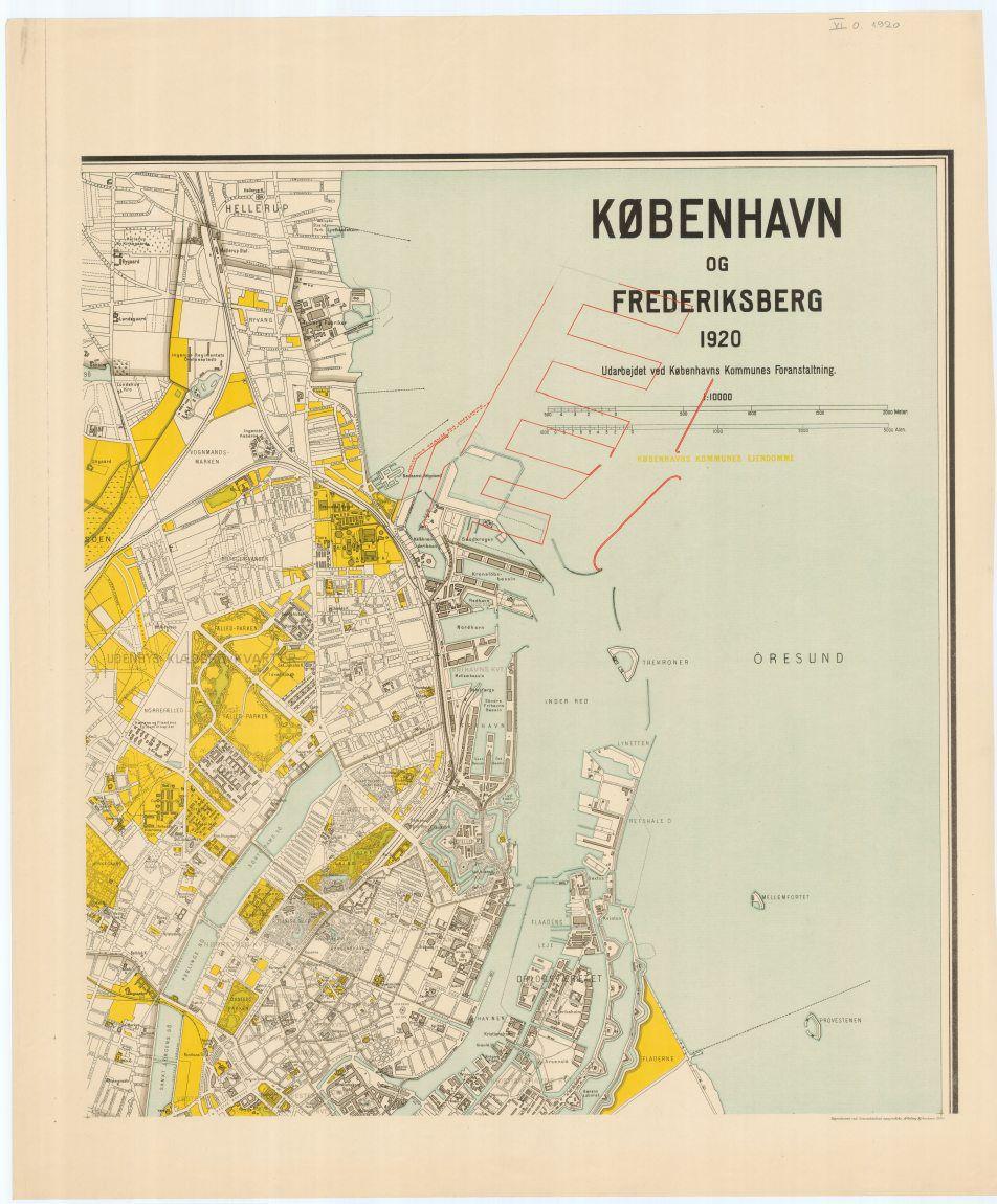 Kort over København og Frederiksberg 1920