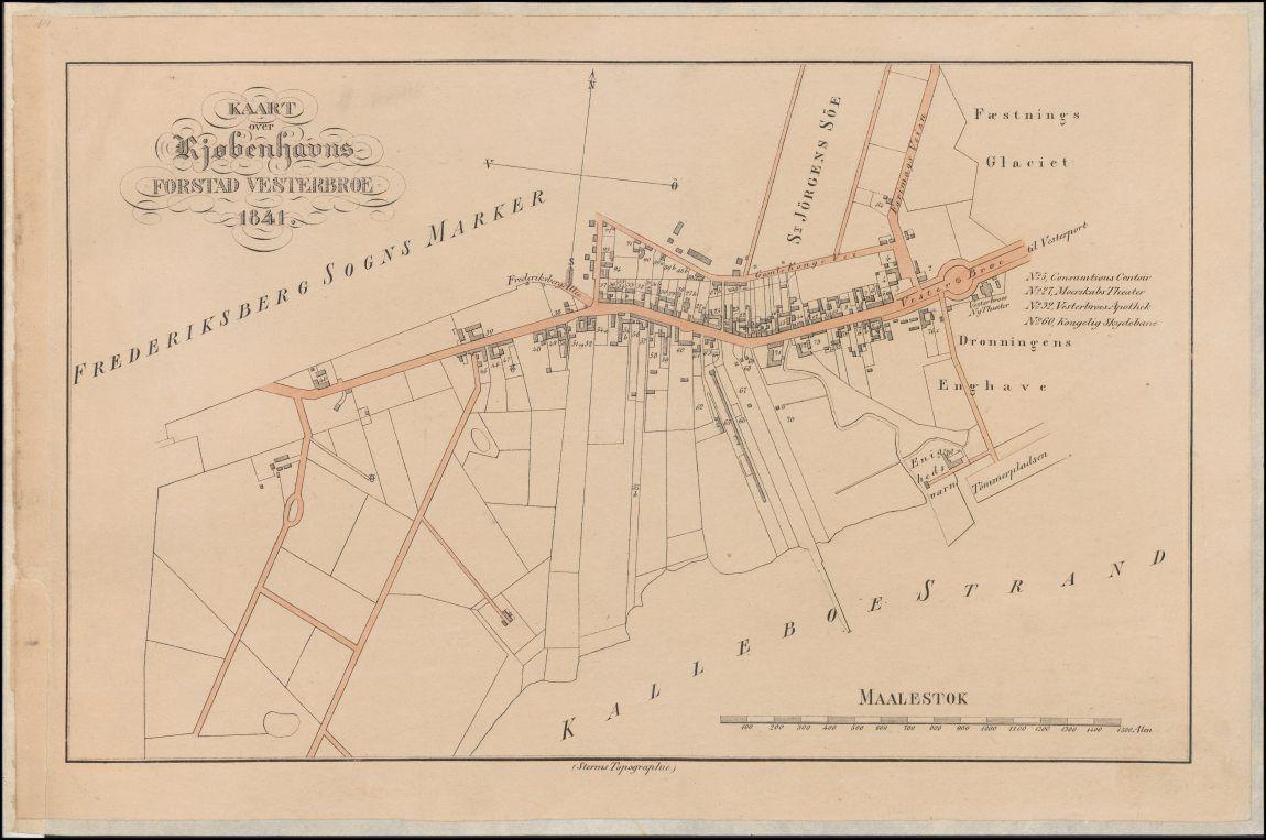 Kort over Københavns kvarterer, forstæder og udenbyes grunde.