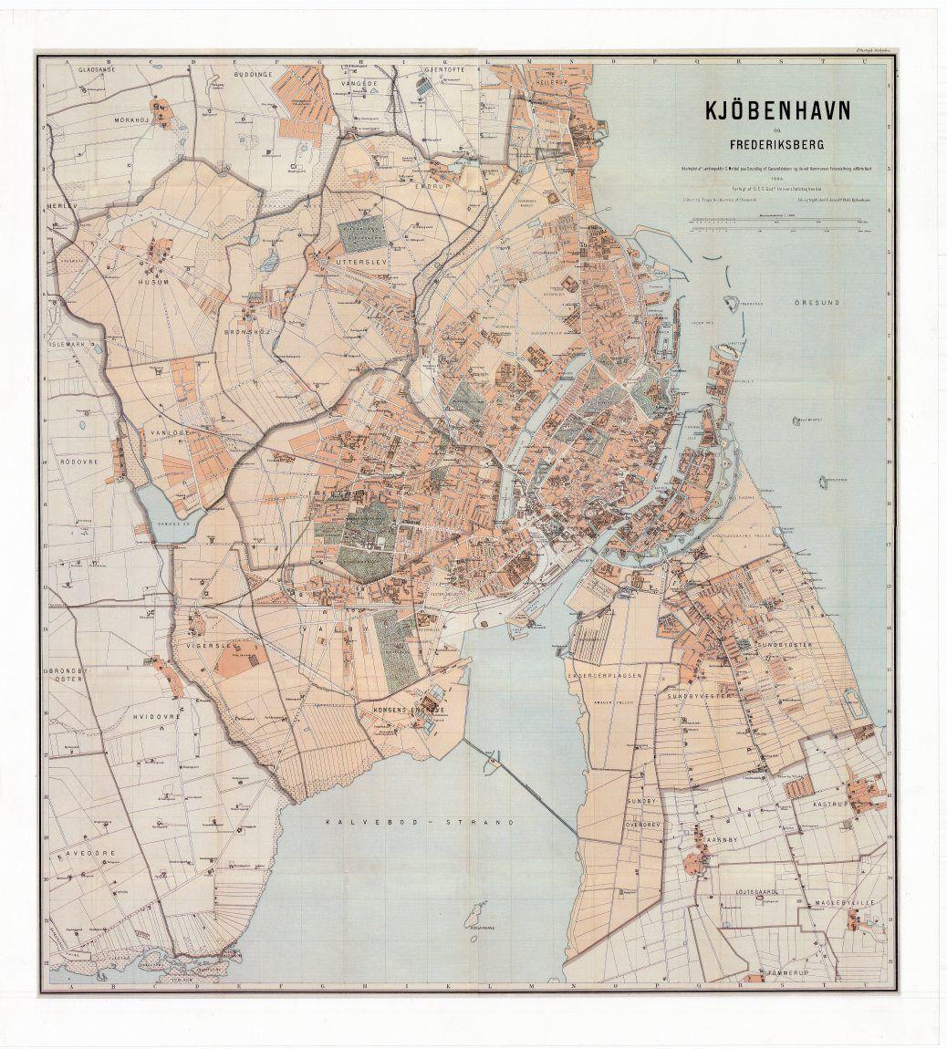 Kort over København og Frederiksberg